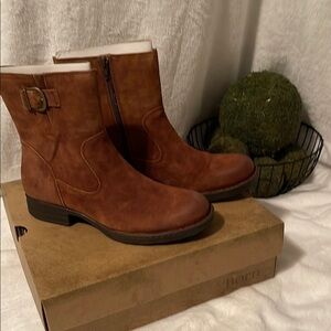 Born Brown Suede and Leather Ankle Boots